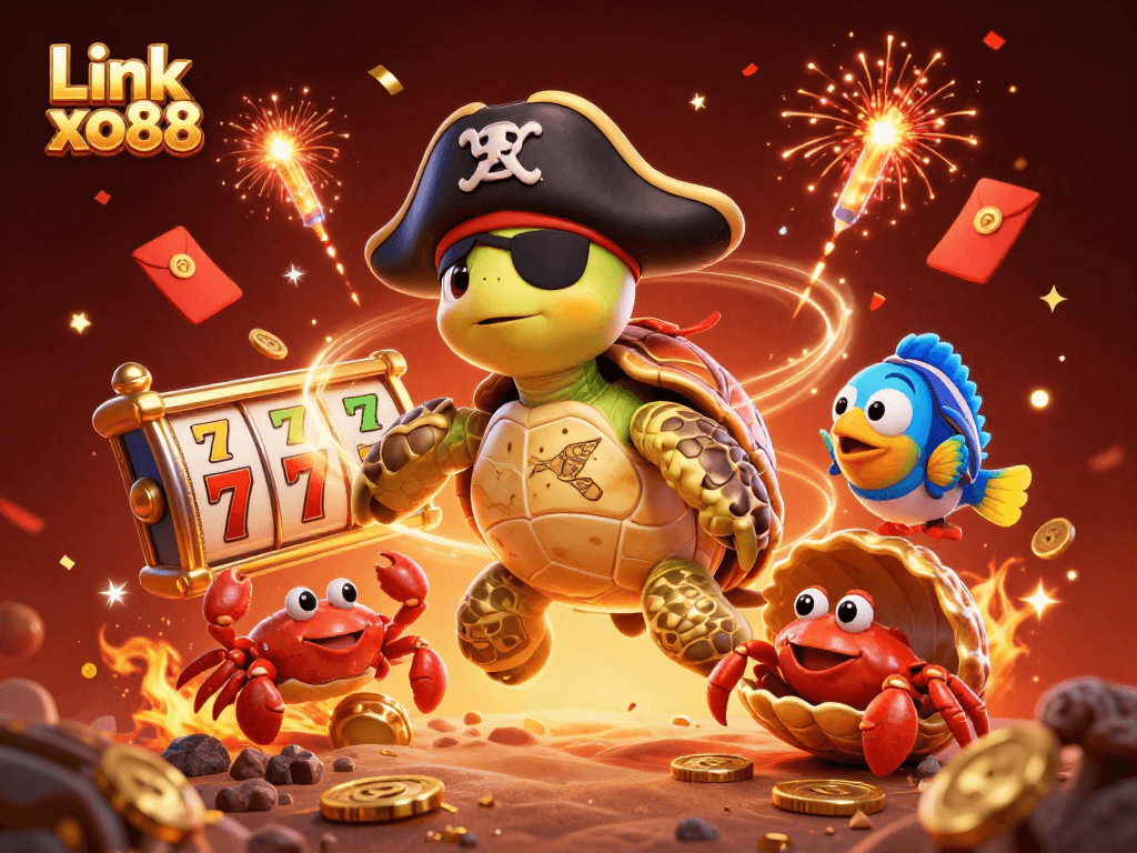 Experience thrilling gameplay with Link xo88 as a pirate turtle, hermit crab, and parrotfish explore sunken treasure.