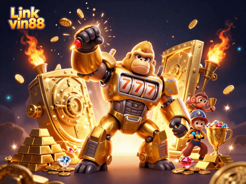 Experience the excitement of betting at Link vin88 with a dynamic 3D casino illustration showcasing thrilling game elements.