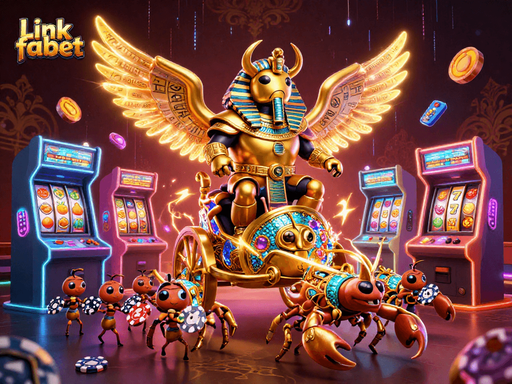 Engage with the exciting world of casino games at Link fabet, featuring a vibrant 3D scene.