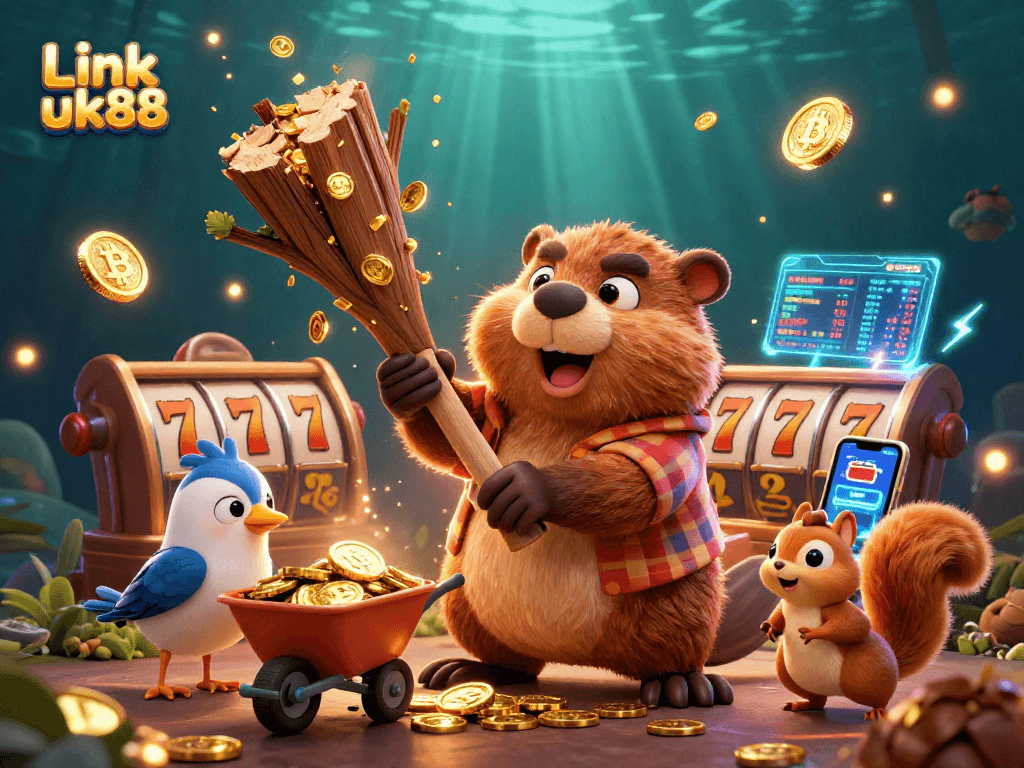 Join the excitement at Link uk88 with golden coins raining down, showcasing vibrant casino elements!