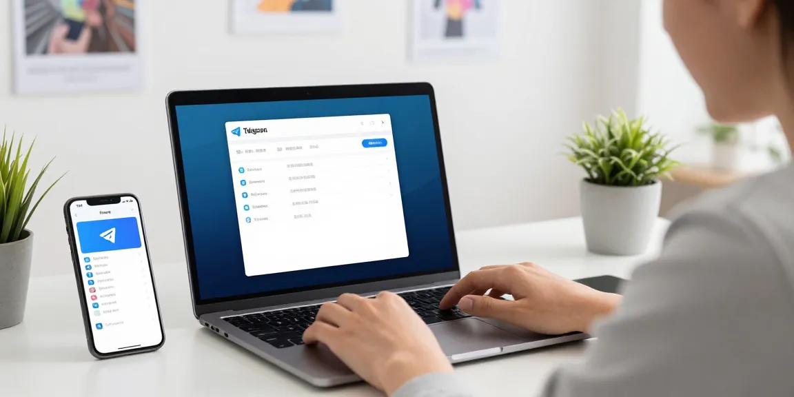 Setting up Telegram Chinese language interface in a modern office workspace